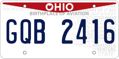 OH license plate GQB2416