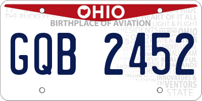 OH license plate GQB2452