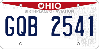 OH license plate GQB2541