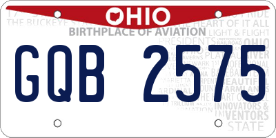OH license plate GQB2575