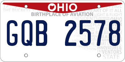 OH license plate GQB2578