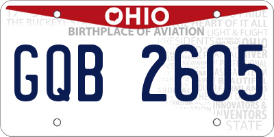 OH license plate GQB2605