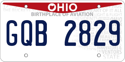 OH license plate GQB2829