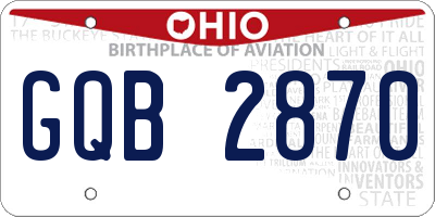 OH license plate GQB2870