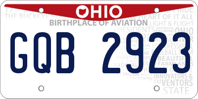 OH license plate GQB2923