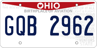 OH license plate GQB2962