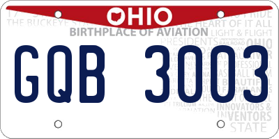 OH license plate GQB3003