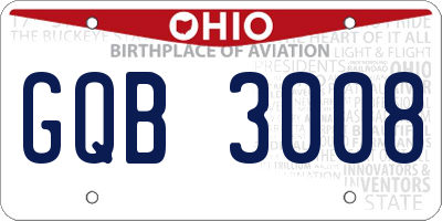 OH license plate GQB3008
