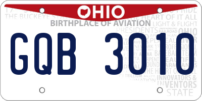 OH license plate GQB3010