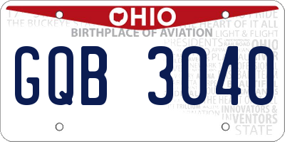 OH license plate GQB3040