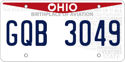 OH license plate GQB3049