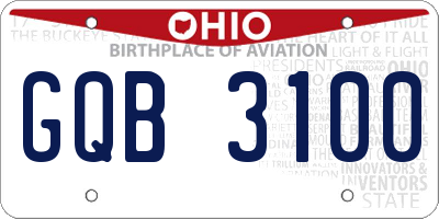 OH license plate GQB3100