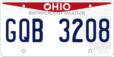 OH license plate GQB3208