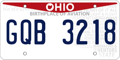 OH license plate GQB3218