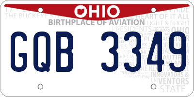 OH license plate GQB3349