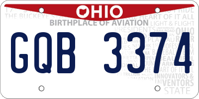 OH license plate GQB3374