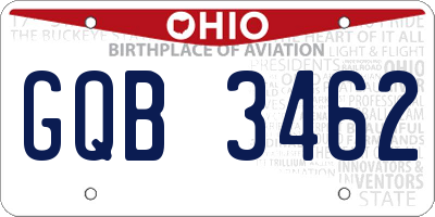 OH license plate GQB3462