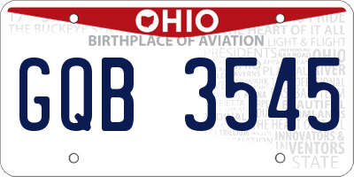 OH license plate GQB3545