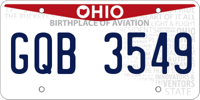 OH license plate GQB3549