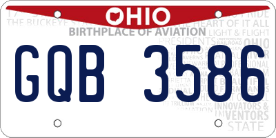 OH license plate GQB3586