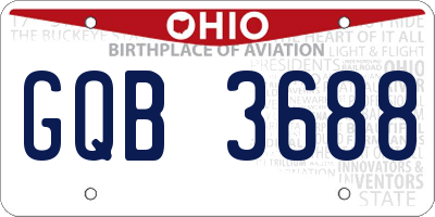 OH license plate GQB3688