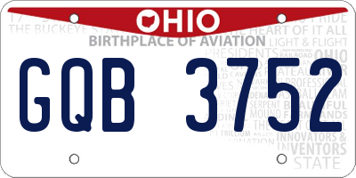 OH license plate GQB3752