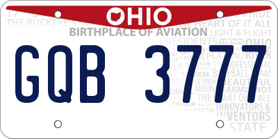 OH license plate GQB3777