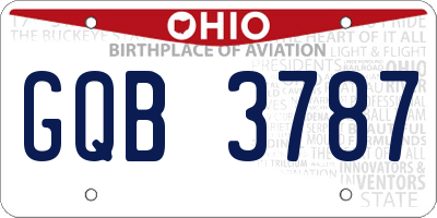 OH license plate GQB3787