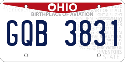 OH license plate GQB3831