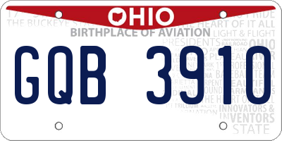 OH license plate GQB3910