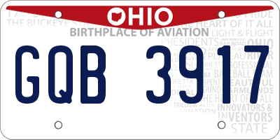 OH license plate GQB3917
