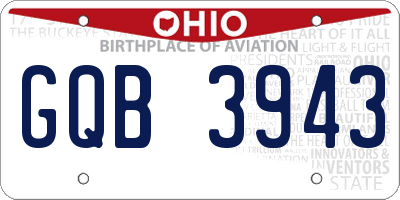 OH license plate GQB3943