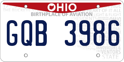 OH license plate GQB3986