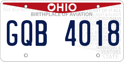 OH license plate GQB4018