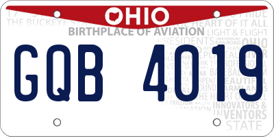 OH license plate GQB4019