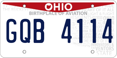 OH license plate GQB4114