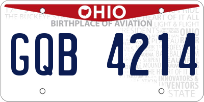 OH license plate GQB4214