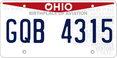 OH license plate GQB4315
