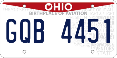 OH license plate GQB4451