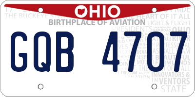 OH license plate GQB4707