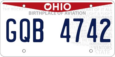 OH license plate GQB4742