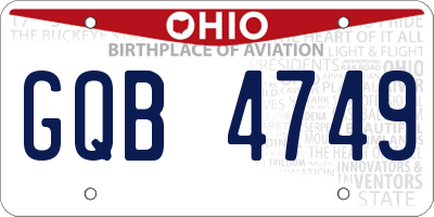 OH license plate GQB4749