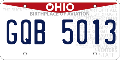 OH license plate GQB5013