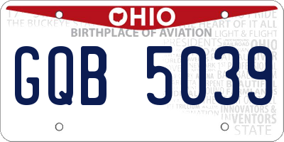 OH license plate GQB5039