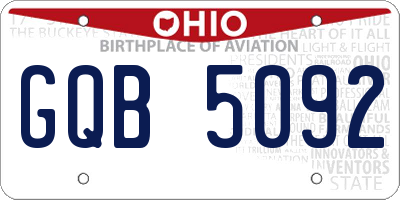 OH license plate GQB5092