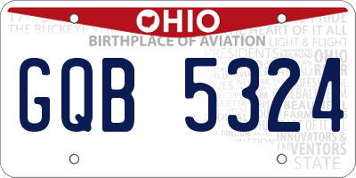 OH license plate GQB5324