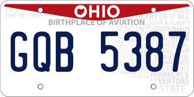OH license plate GQB5387