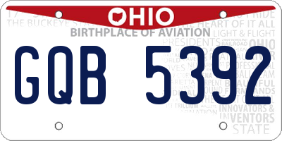 OH license plate GQB5392