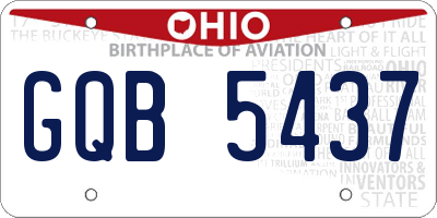 OH license plate GQB5437
