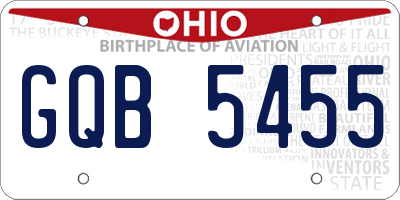OH license plate GQB5455